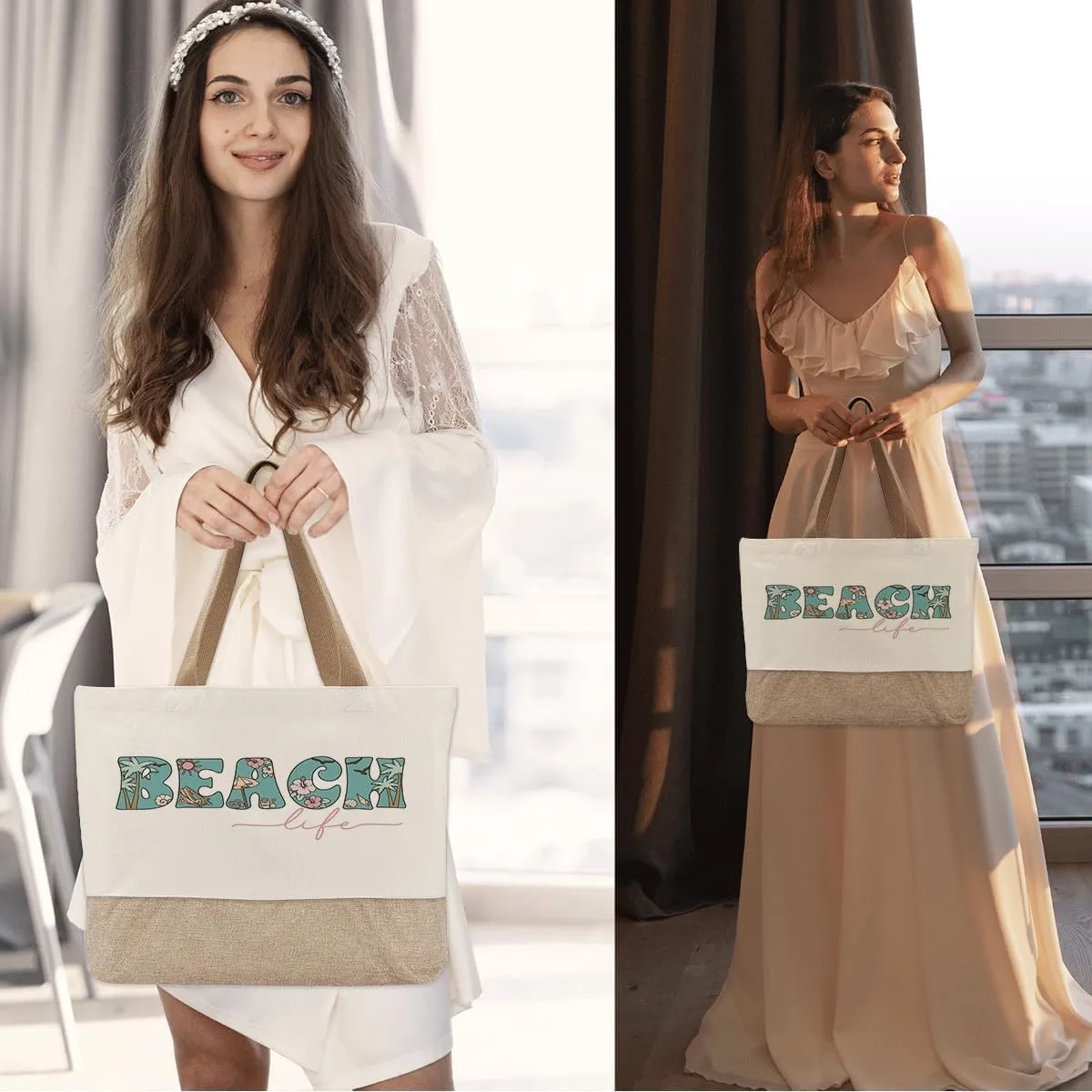 Summer Beach Bag for Women, Large Beach Tote Bag, Mom Gifts from Daughter Son, Shopping Reusable Grocery Bags