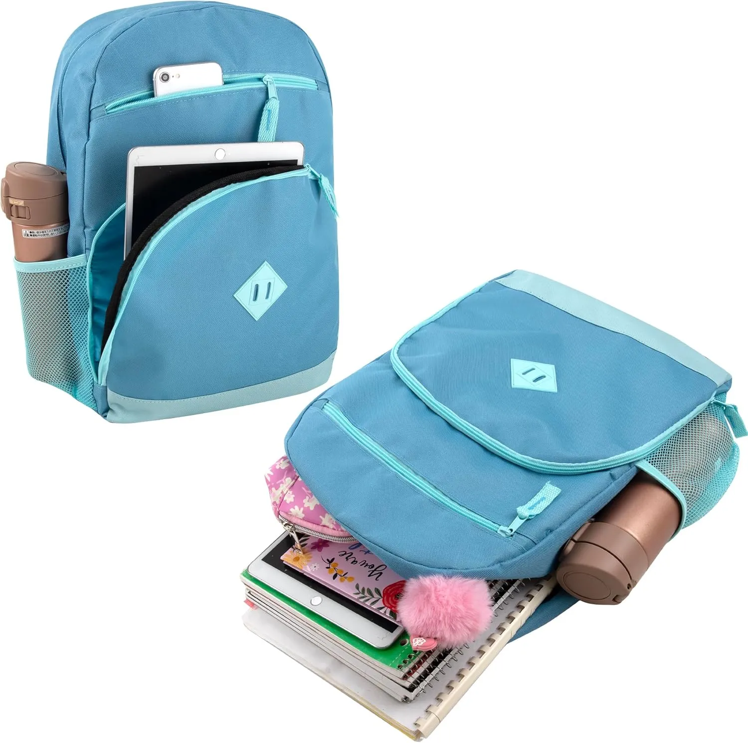 Trail maker 24 pack Classic Backpacks in Bulk Wholesale Backpacks with Side Pocket, Mesh Pocket for Homeless Adults, Donation (Women's Colors Pack)
