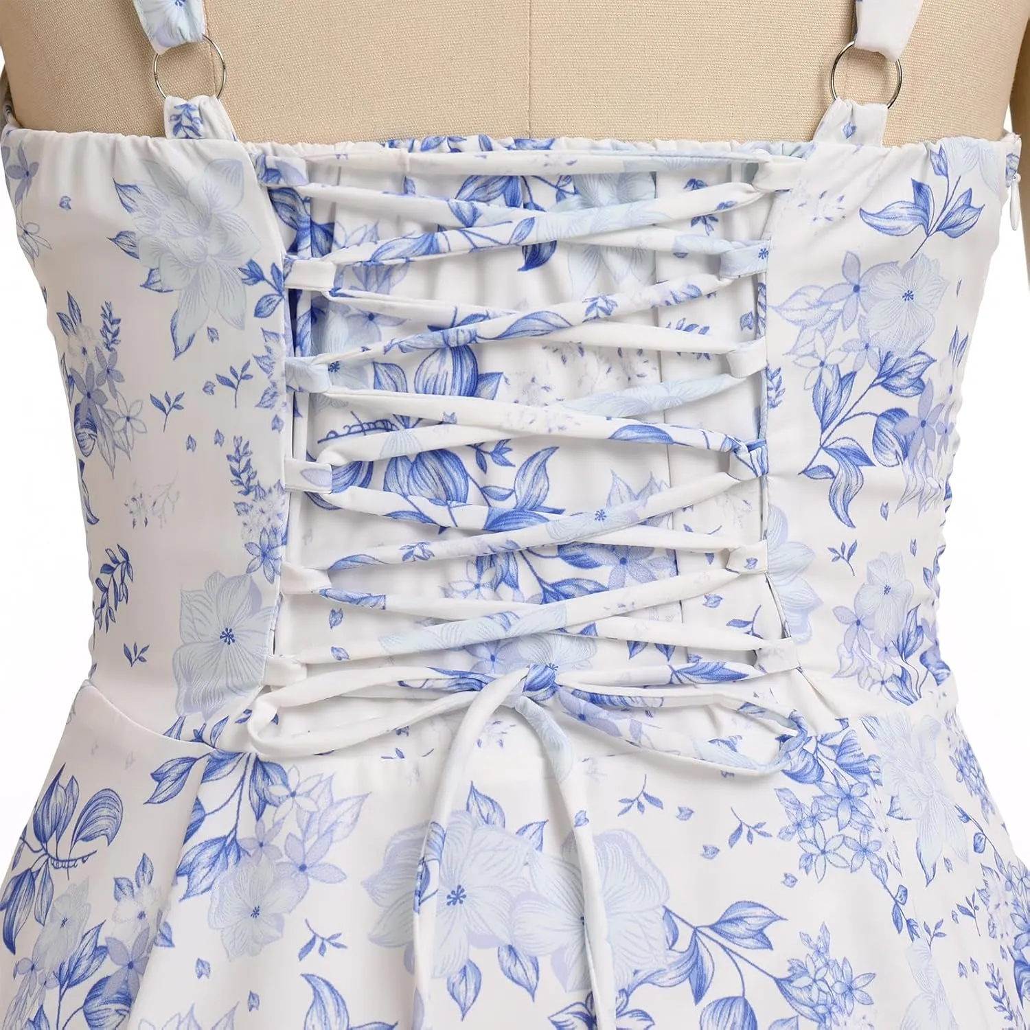 Women Floral Corset Dress Summer Dress 2024 Boho Flowy Slit Lace Up Midi Dresses Going Out A Line Casual Sundress