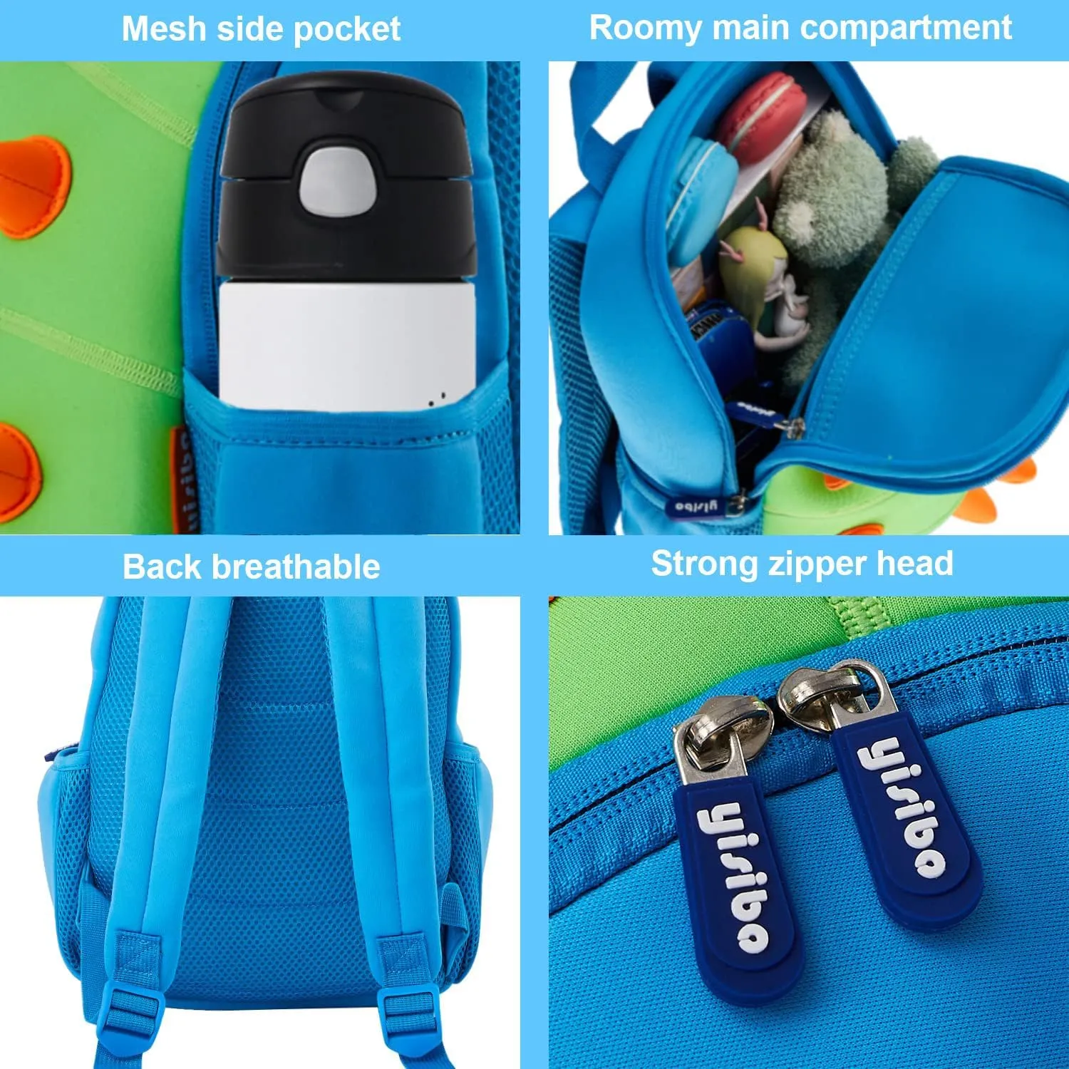 yisibo Dinosaur Hippo Kids Toddler Backpack for Boys Girls Lightweight Waterproof Preschool Travel Schoolbag for 2-7 Years