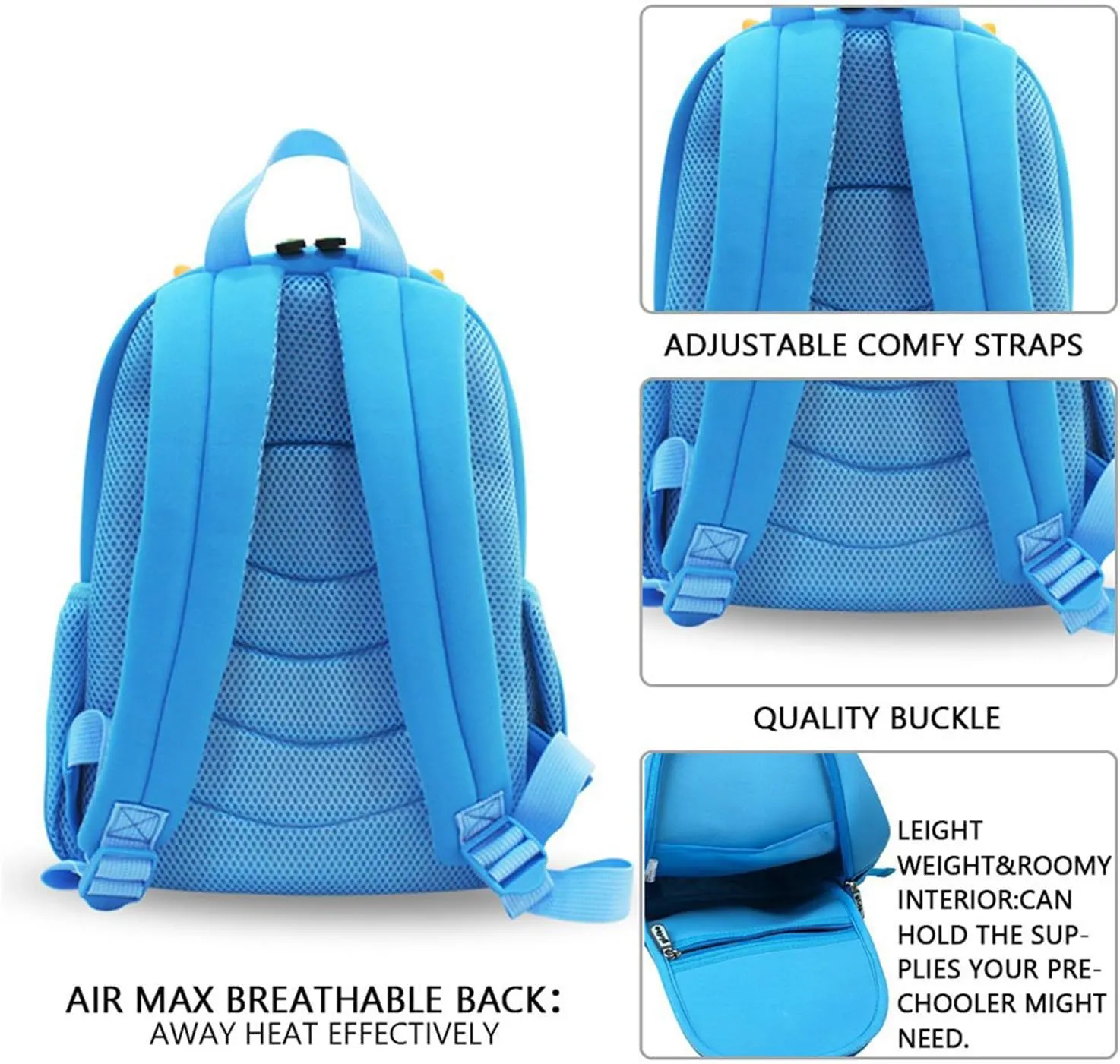 yisibo Dinosaur Hippo Kids Toddler Backpack for Boys Girls Lightweight Waterproof Preschool Travel Schoolbag for 2-7 Years