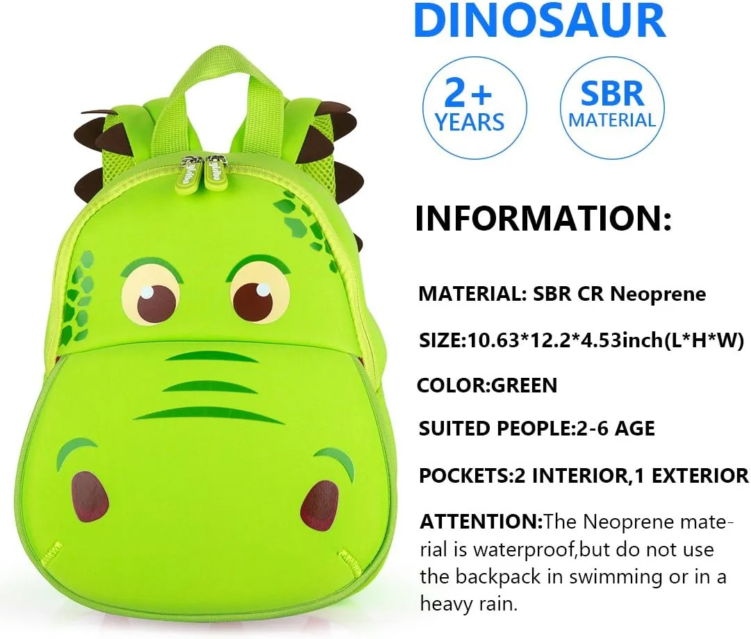 yisibo Dinosaur Hippo Kids Toddler Backpack for Boys Girls Lightweight Waterproof Preschool Travel Schoolbag for 2-7 Years