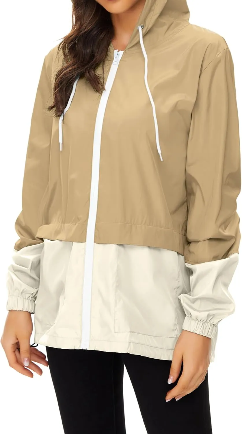 Zando Lightweight Rain Jacket Women Raincoat for Women Packable Rain Coat Windbreaker Rain Jackets Waterproof with Hood